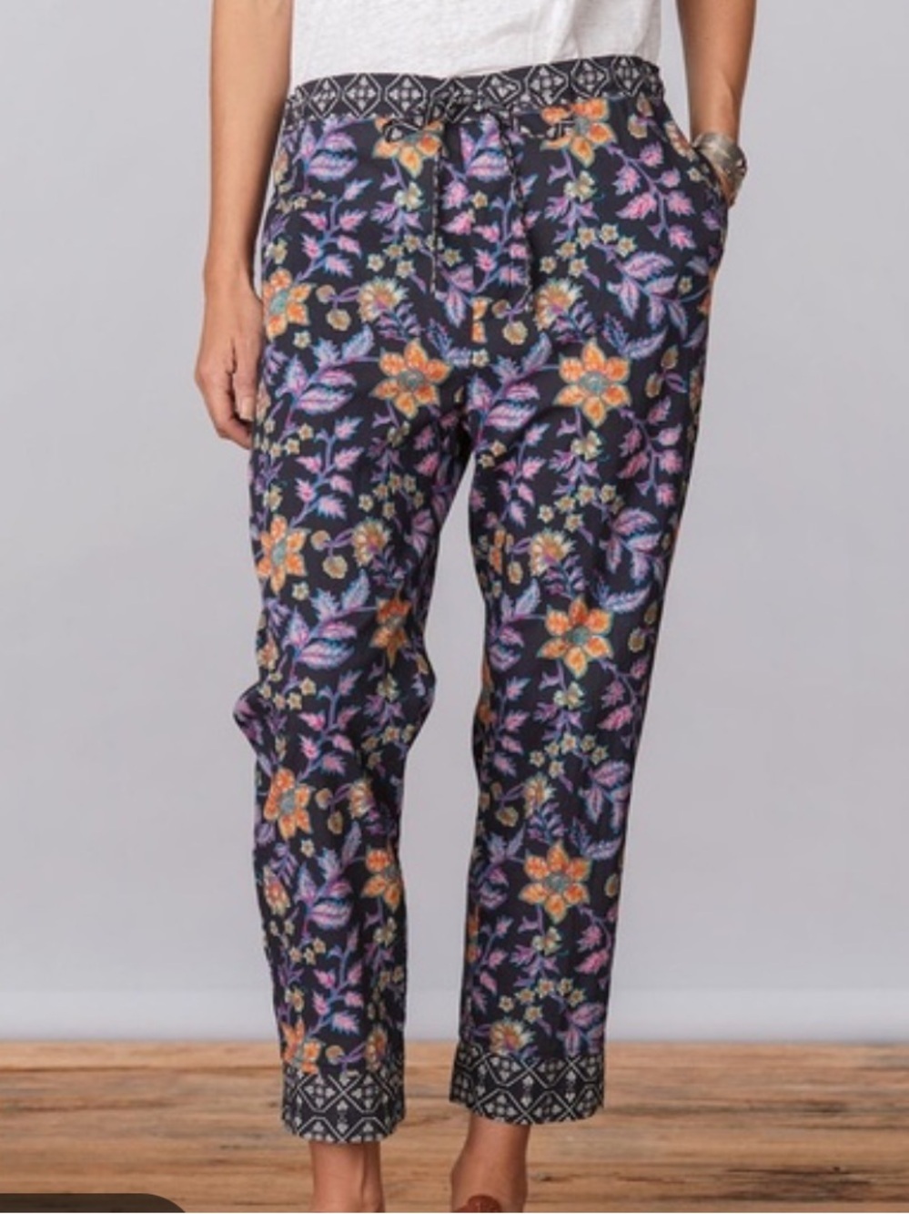 Sundance Multi Color Leia Cotton Boho Ankle Pants Size Large Beach Vacation